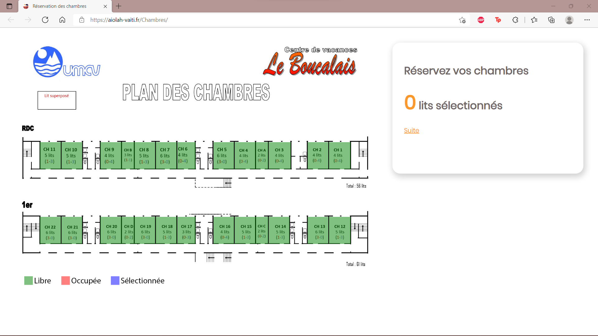Capture d'écran du site des chambres du Boucalais